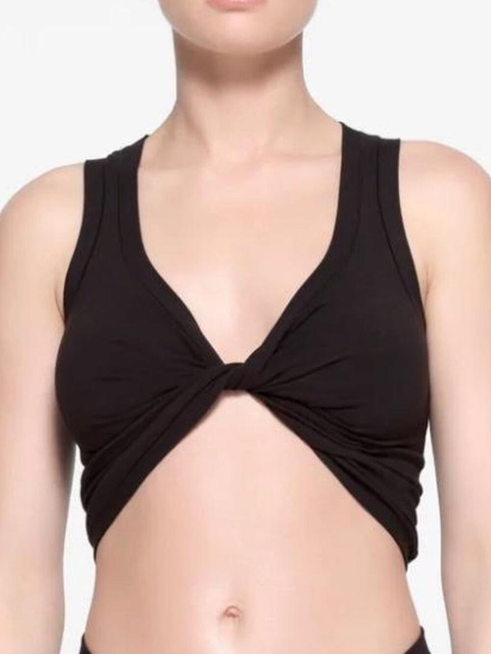 SKIMS Black Twist Crop Top